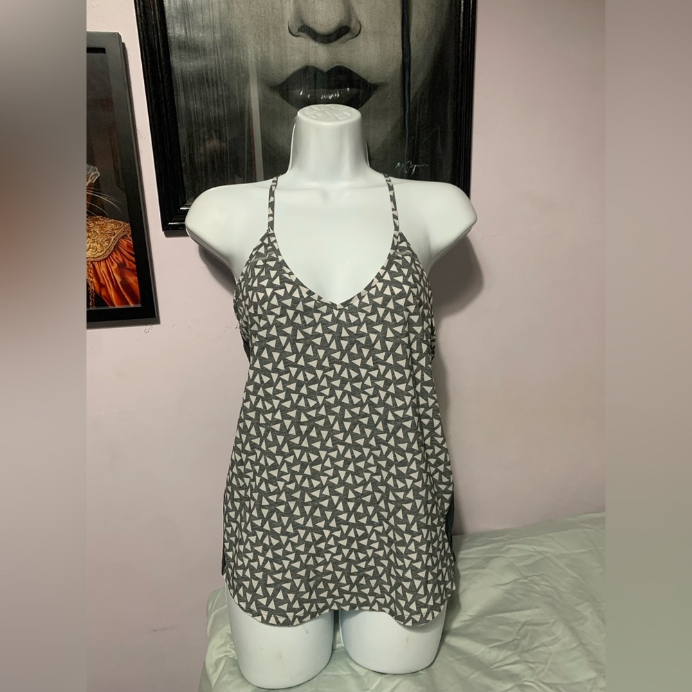 lululemon athletica Breezy Singlet Tank Gray and White Geometric